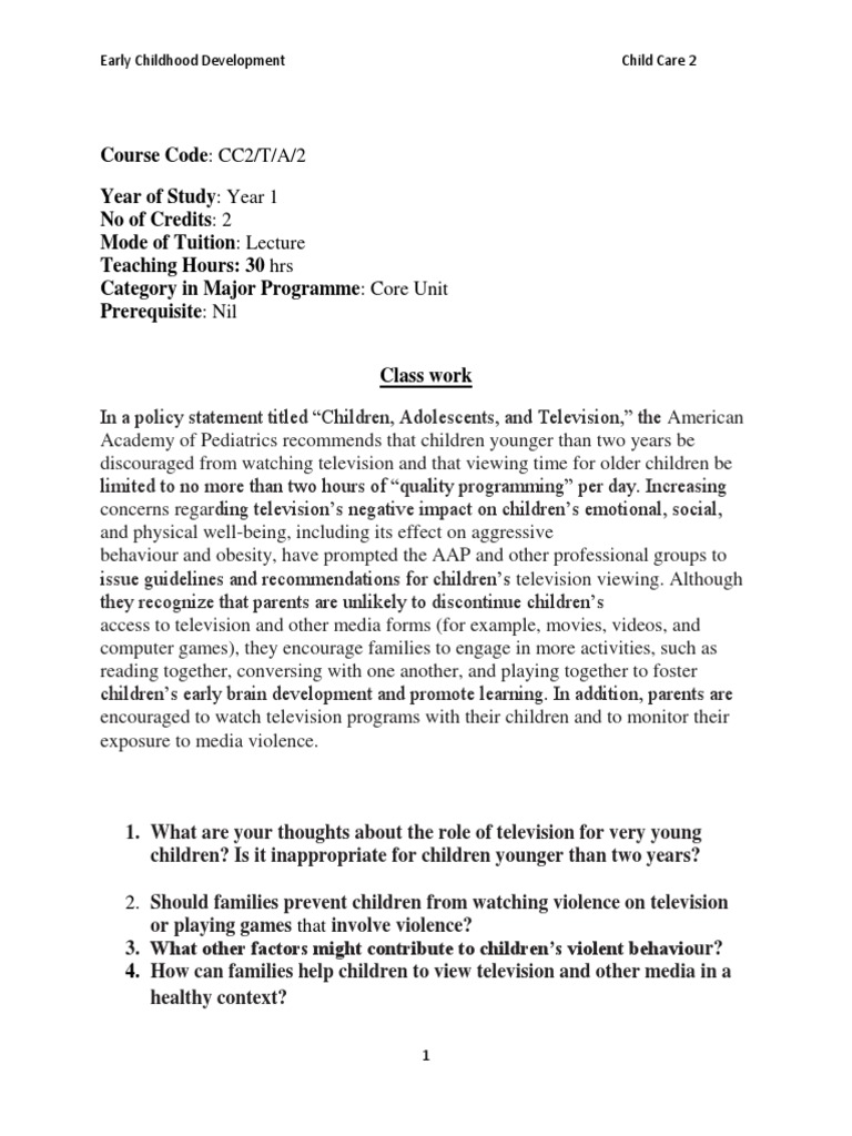 Impact of Television on Early Childhood Development | PDF