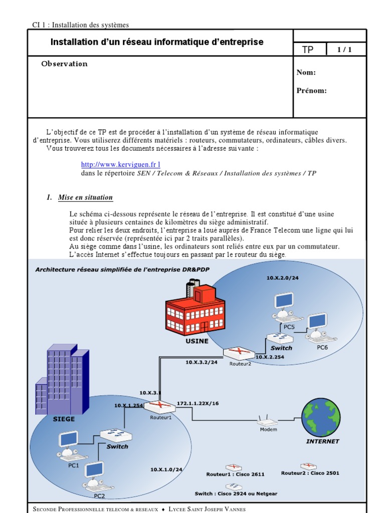 Installation Réseau Informatique Entreprise | PDF | Commutateur réseau ...