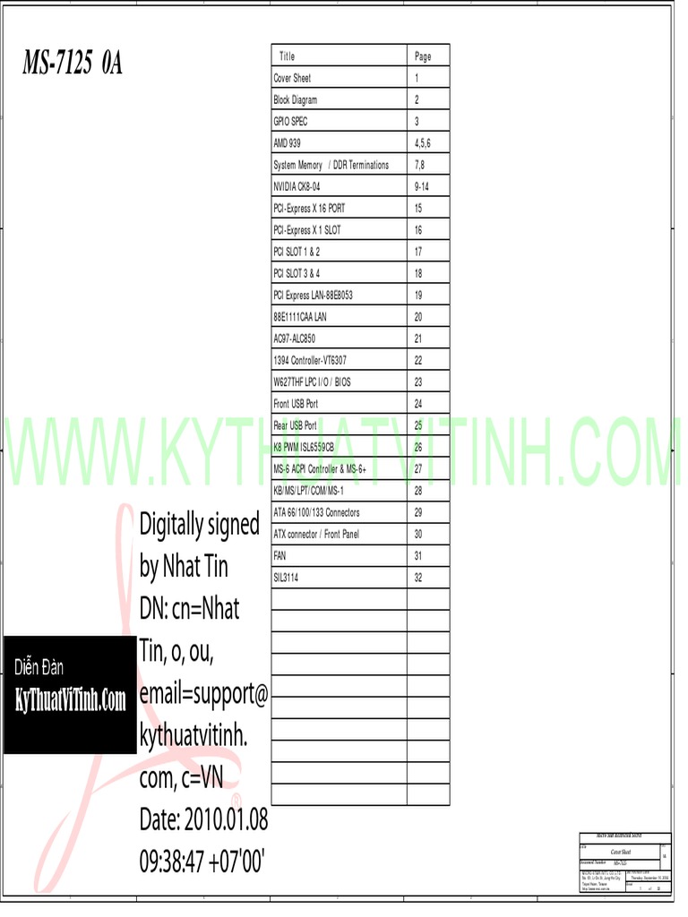 Msi Ms 7125 Rev 0a Sch Office Equipment Digital Electronics