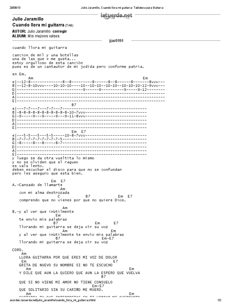 Cuando Llora Mi Guitarra Letra