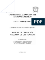 Manual de Operación de Columna de Destilación