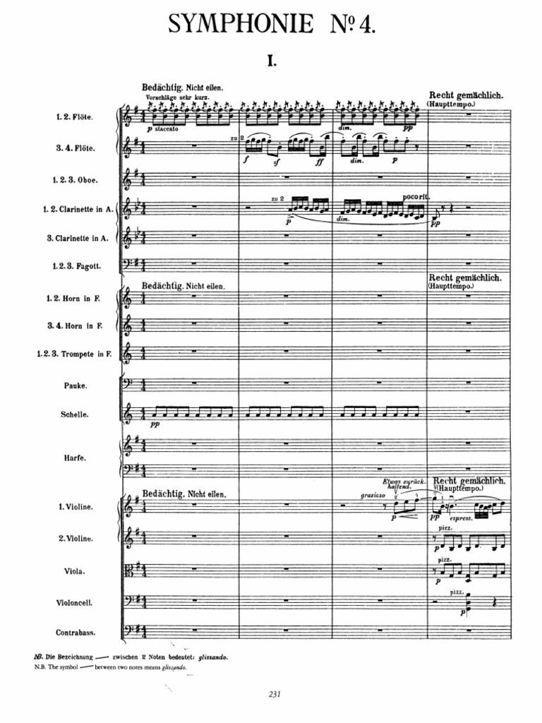 Mahler's Fourth Symphony Complete Orchestral Score PDF