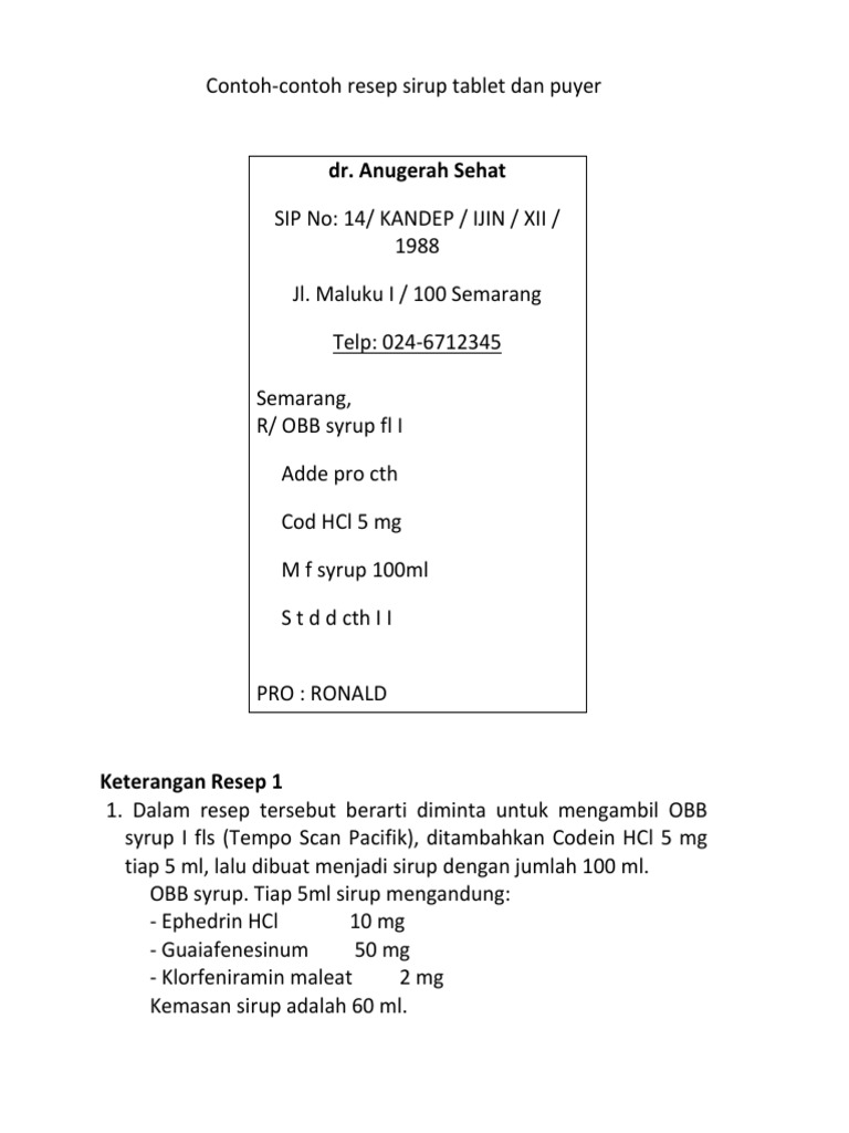 contoh resep obat untuk sirup docx