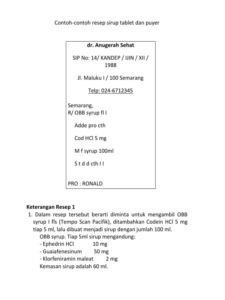 contoh resep obat untuk sirup docx