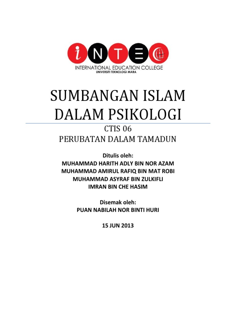 SUMBANGAN PERUBATAN ISLAM DALAM PSIKOLOGI