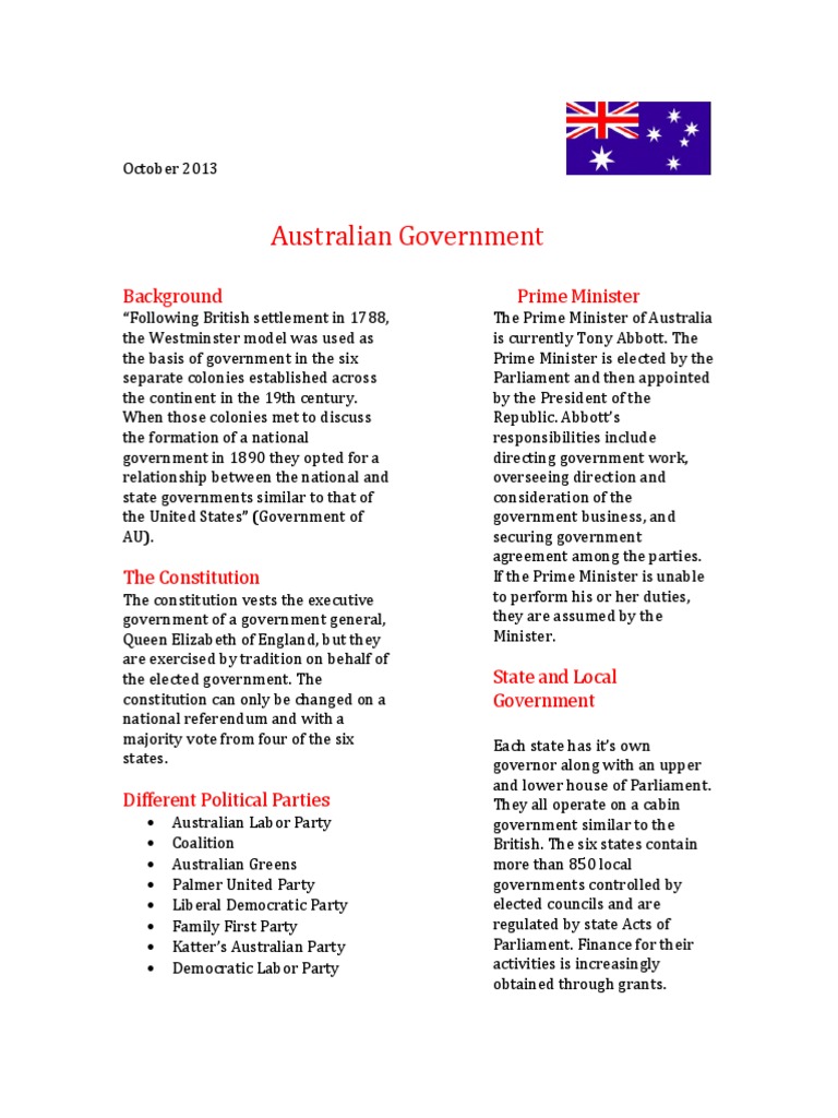 Overview of Australia's Government Structure | PDF