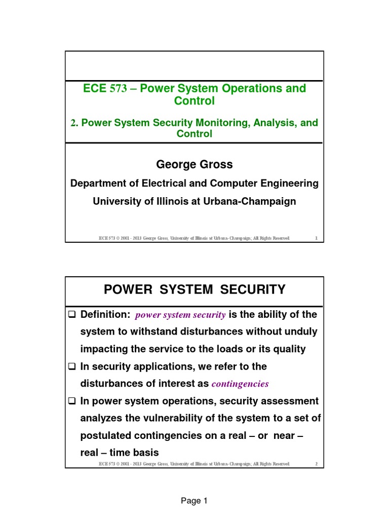 2 - Power System Security Monitoring | PDF