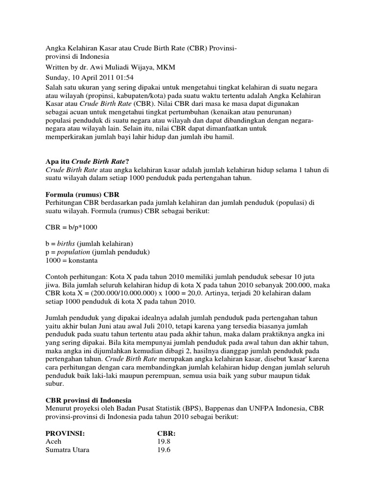 Contoh Soal Dan Jawaban Angka Kelahiran Kasar IlmuSosial.id