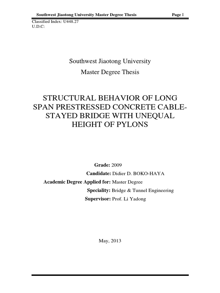 Structural Behavior of Long Span Prestressed Concrete Asymmetric Cable ...