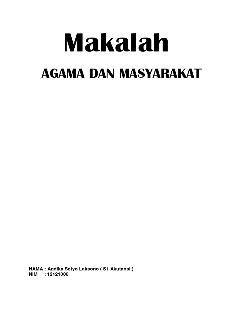 Makalah Agama Dan Masyarakat