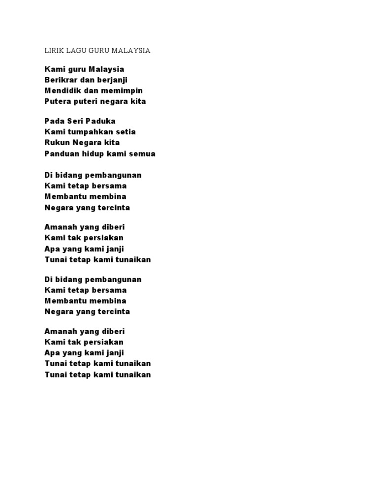 Lirik Lagu Guru Malaysia Pdf