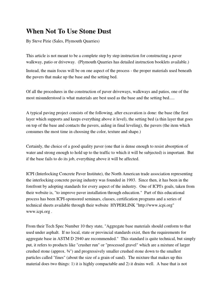 Uses of Stone Dust PDF Construction Aggregate Rock (Geology)