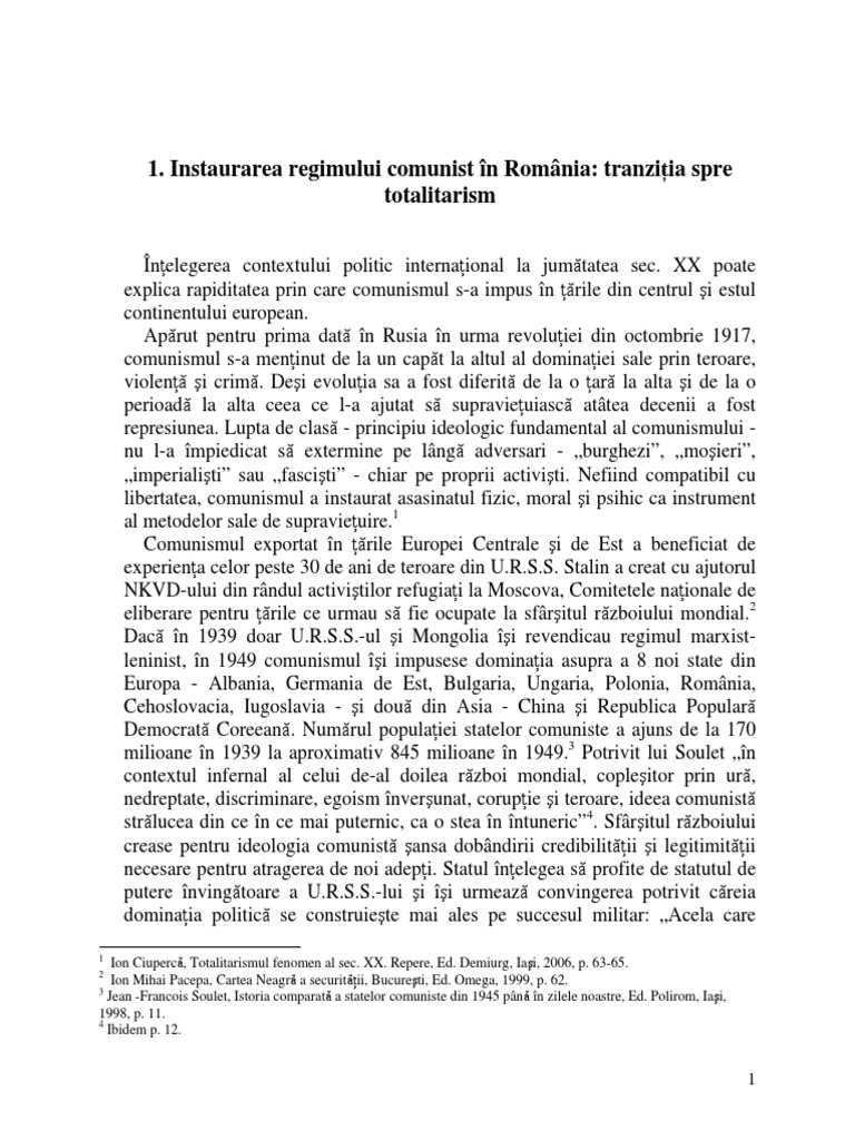 Instaurarea Regimulu Comunist In Romania