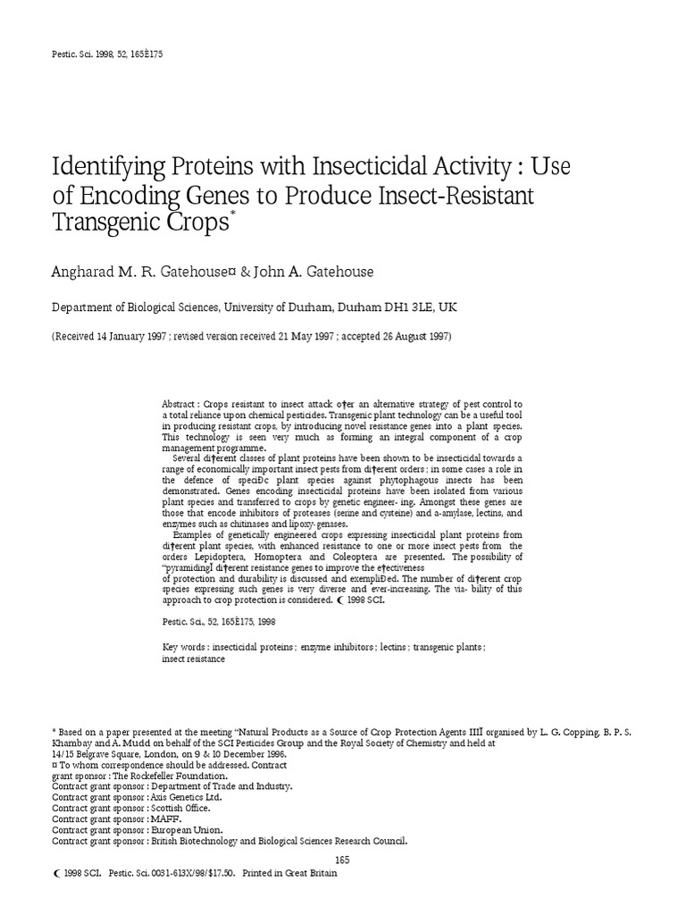 Insect-Resistant Transgenic Crops | PDF | Genetically Modified Crops ...