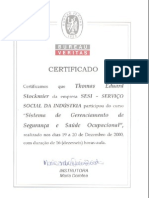 Certificado Simples Ocupacional Gerenciamento Oshas18001