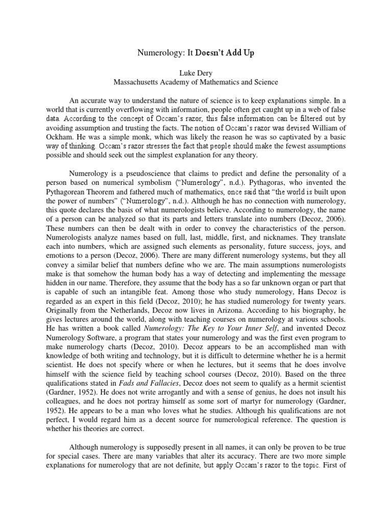 Numerology Basics PDF Occam's Razor Logic