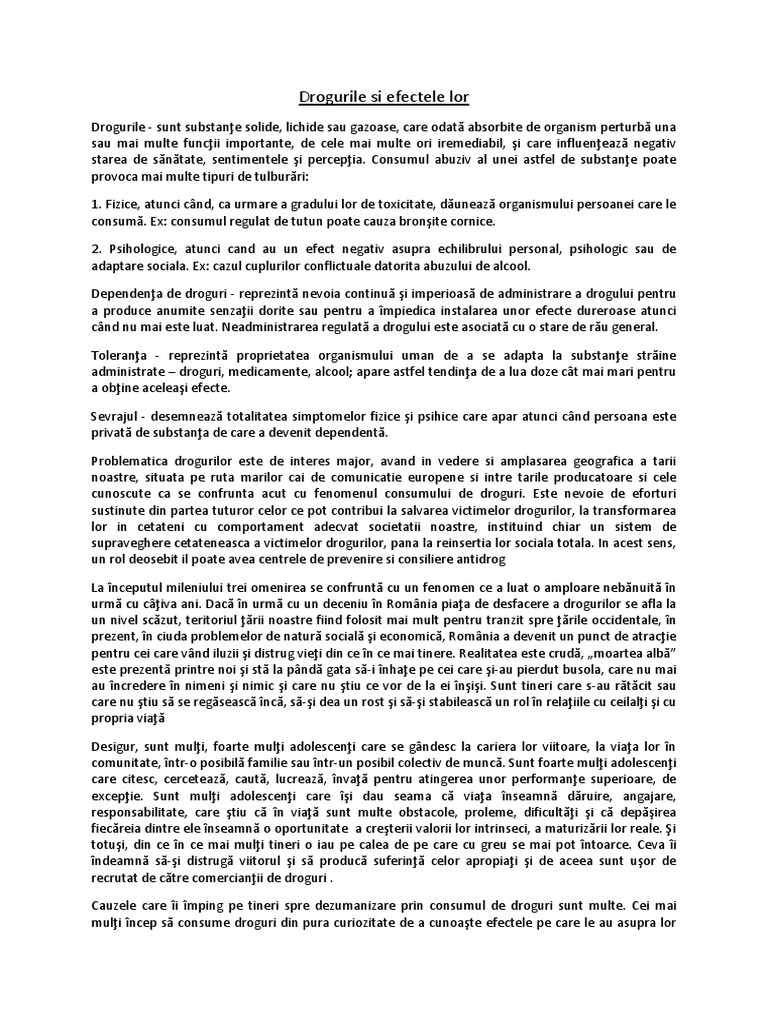 Drogurile Si Efectele Lor