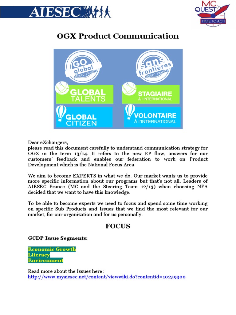 OGX Product Communication | PDF | Market (Economics) | Learning