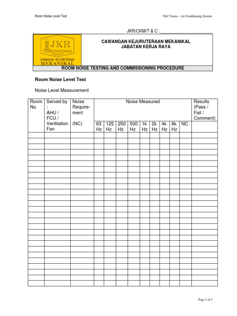Room Noise Level Test PDF