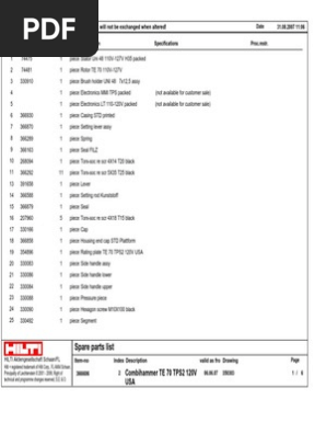 Hilti Te 70 Spare Parts List | Reviewmotors.co