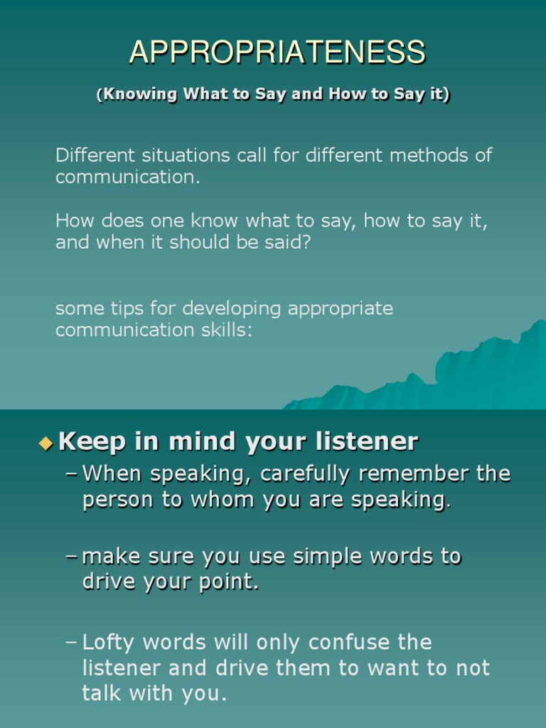 Appropriateness PDF Conversation Communication