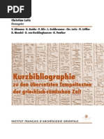 Leitz - Kurzbibliographie Zu Den Übersetzten Tempeltexten Der Griechisch-Römischen Zeit - 2011