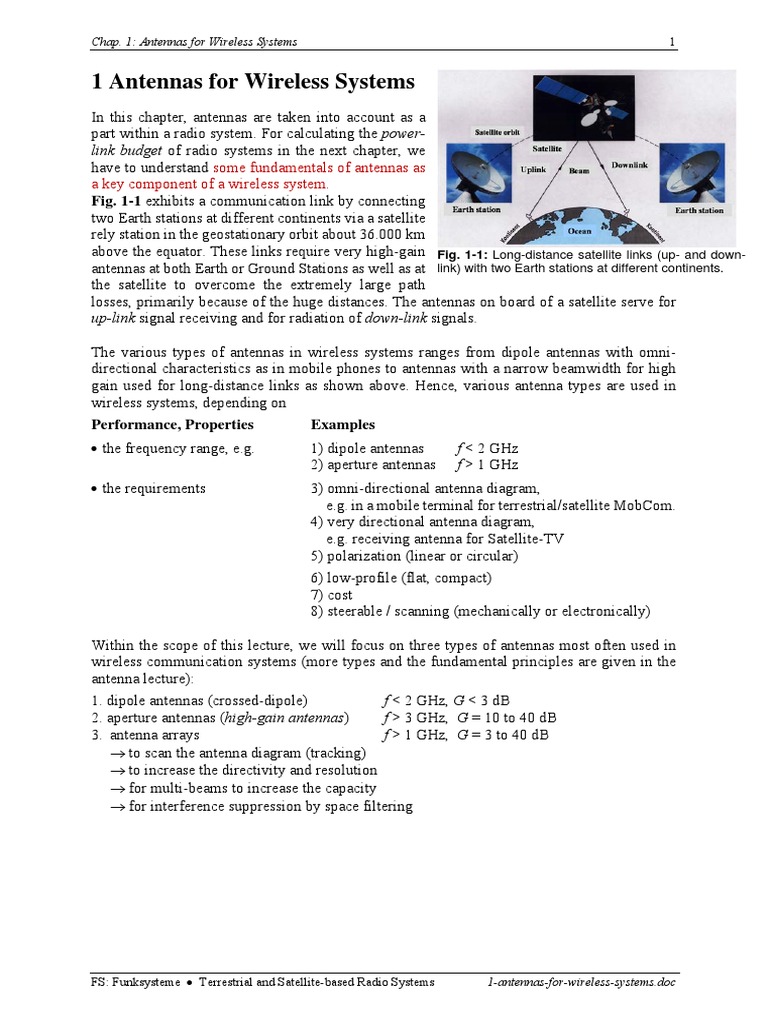 Antennas in Wireless Systems | PDF | Antenna (Radio) | Electronic ...