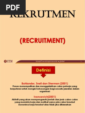 Pengambilan Recruitment Dalam Pengurusan Sumber Manusia Human Resource Pdf