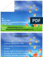 Paragraph Development: by Nikhil Joshi Lecturer in Language & Communication Skills' IT Dept.-GCET E-Mail: Blog