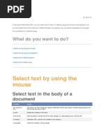 Select Text by Using The Mouse: What Do You Want To Do?