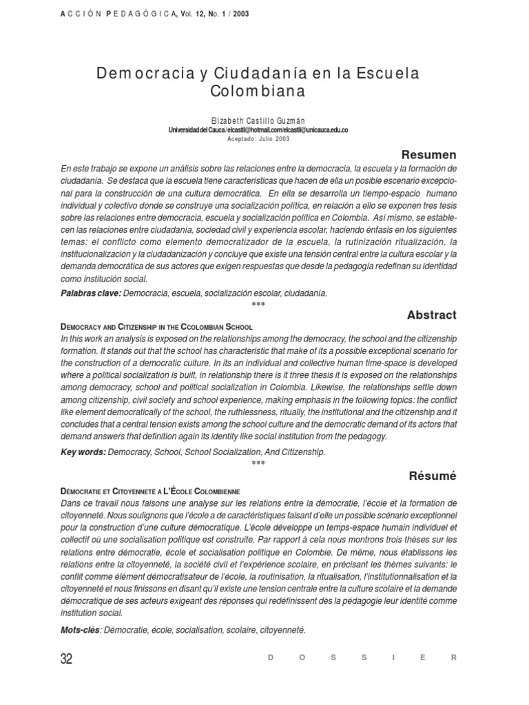 Democracia y Ciudadanía en la Escuela | PDF | Ciudadanía | Democracia