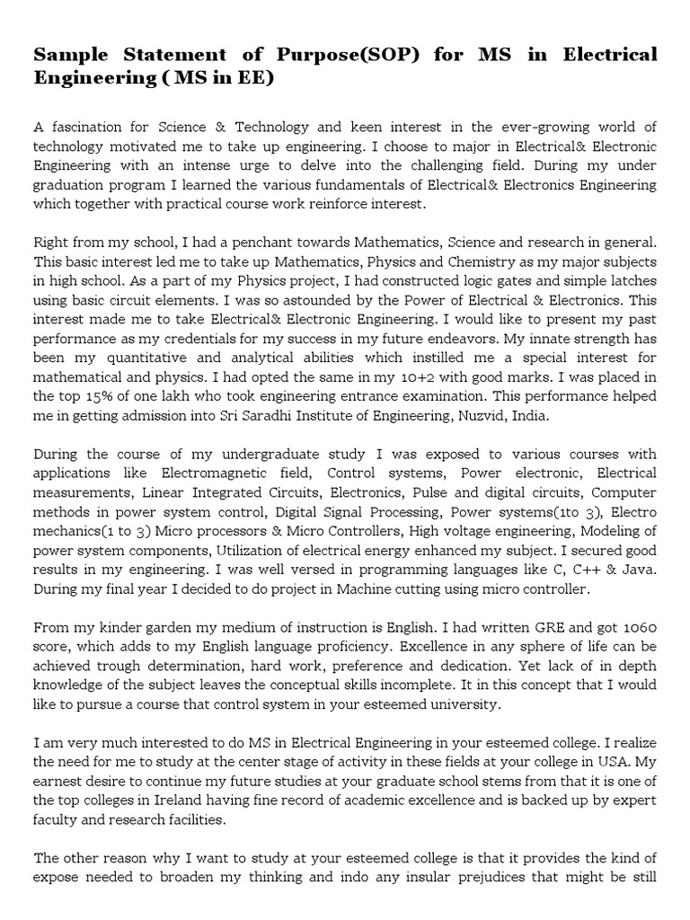 SOP for Electrical Engineering.pdf Electrical Engineering Electronics