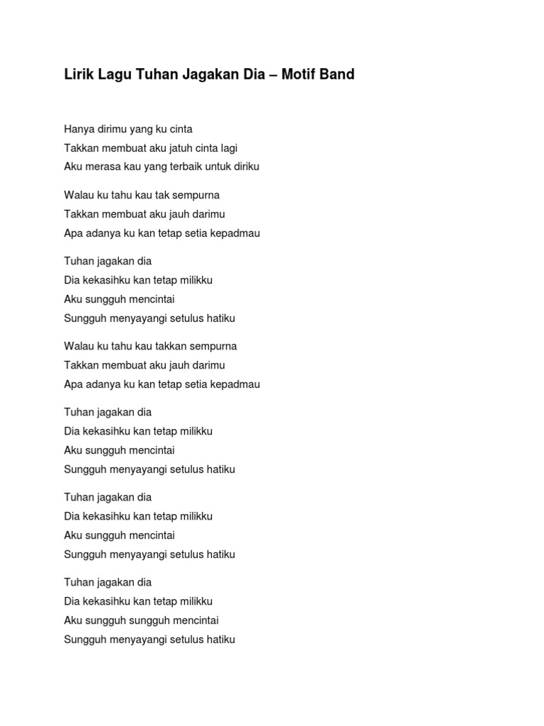Lirik Lagu Tuhan Jagakan Dia  PDF