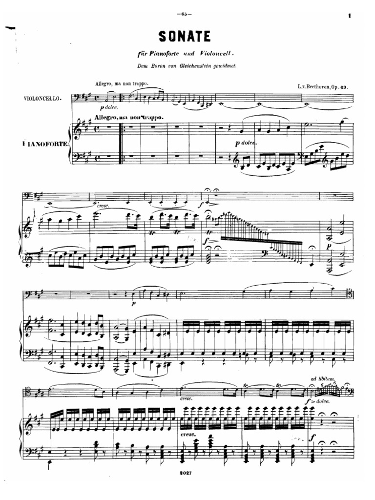 Beethoven - Cello Sonata No.3, Op.69 | PDF | Language Arts & Discipline