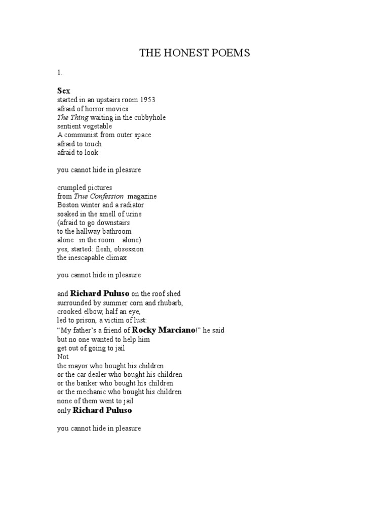 The Honest Poems | PDF | Nature