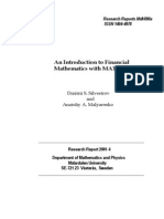 An Introduction To Financial Mathematics With Matlab: Research Reports Mdh/Ima Issn 1404-4978