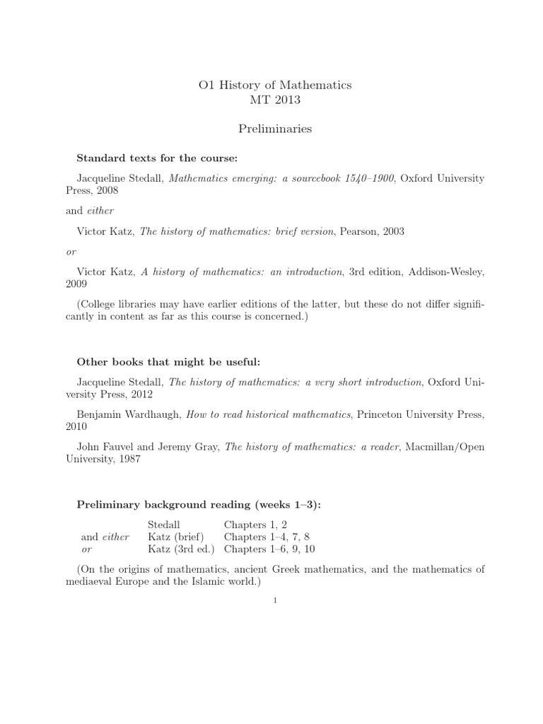 History of Mathematics Course Outline | PDF | Teaching Mathematics ...
