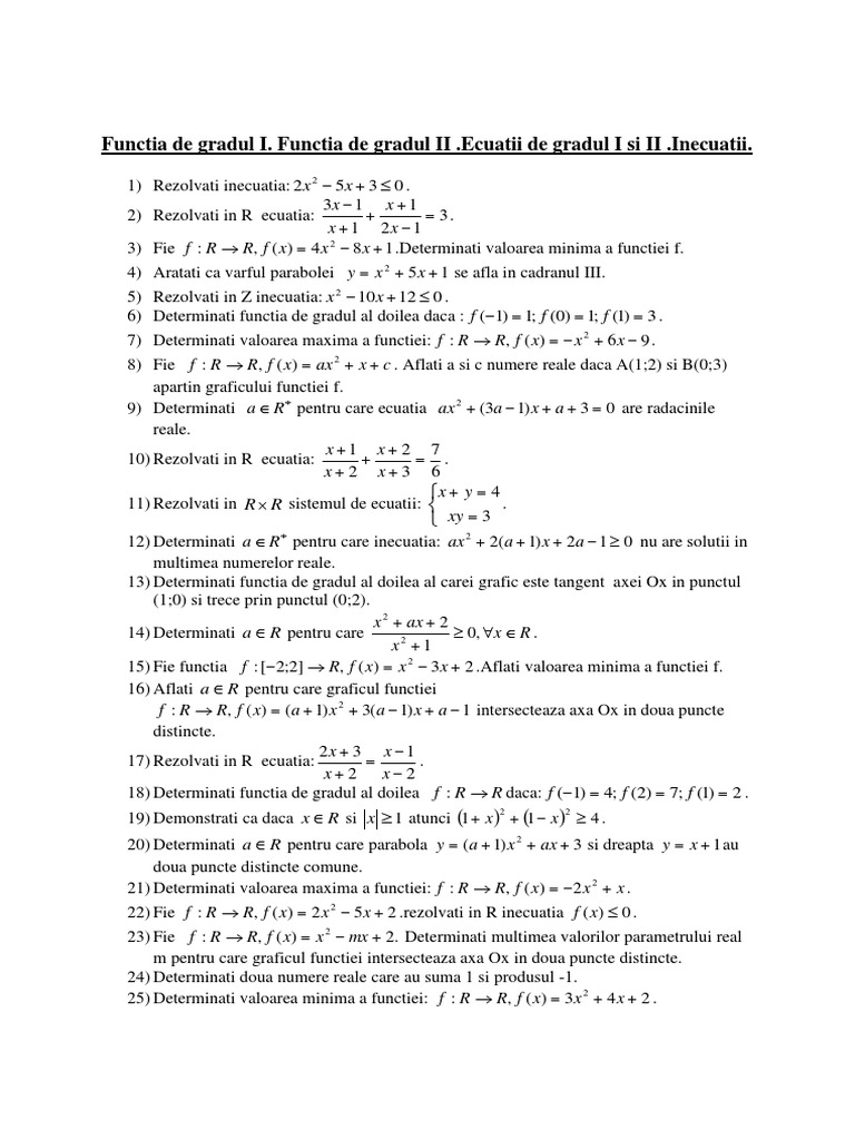 L2 Functia De Gradul I Functia De Gradul Ii Pdf