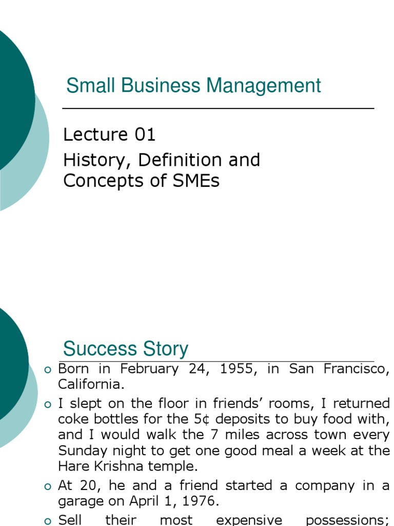 Small Business Management: History, Definition and Concepts of Smes ...