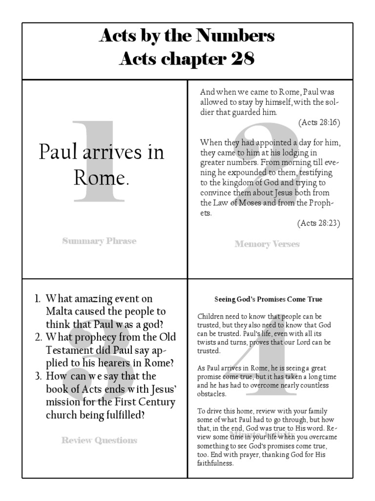 Acts By The Numbers Chapter 28 | Pdf | Acts Of The Apostles | Paul The  Apostle