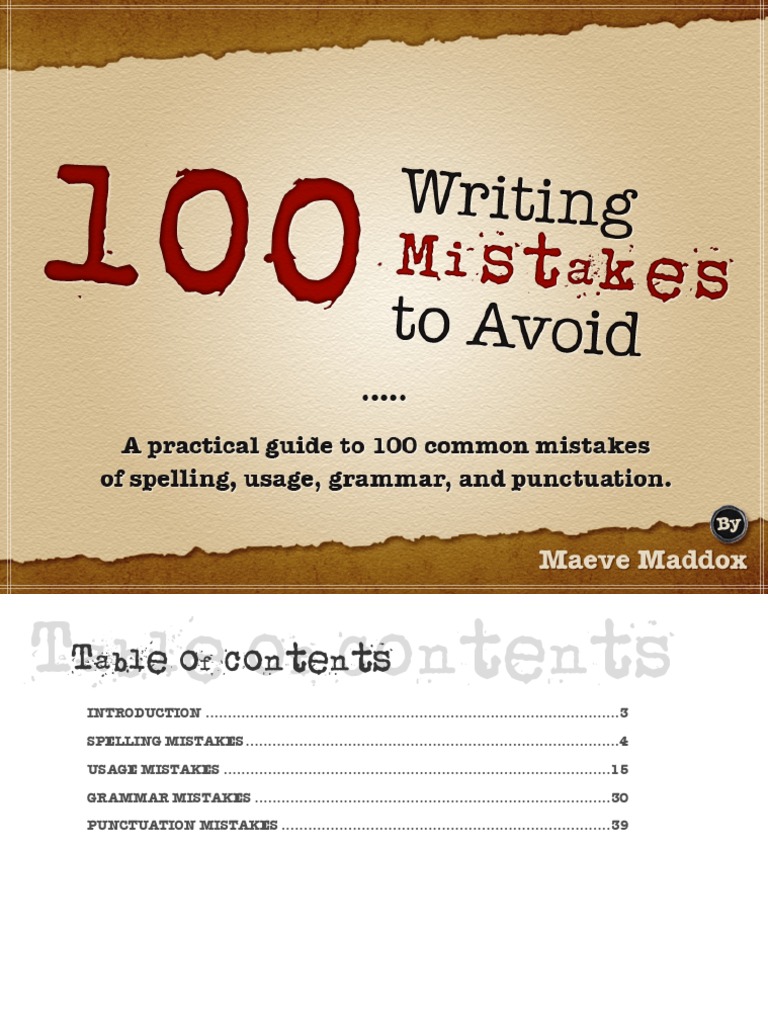 100 Common Writing Mistakes to Avoid | PDF | Comma | Grammatical Number