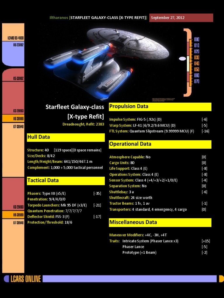 Galaxy-X Refit Starship Data | PDF | Uss Enterprise (Ncc 1701 D) | Gene ...