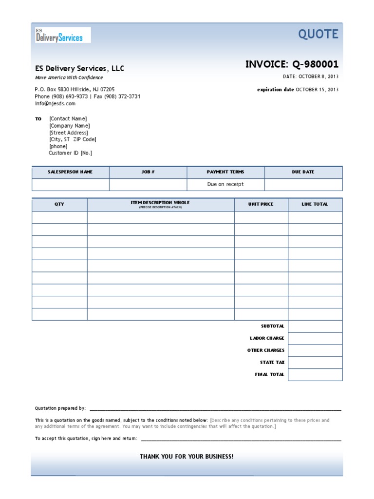 Service Quotation Template | PDF | Finance & Money Management