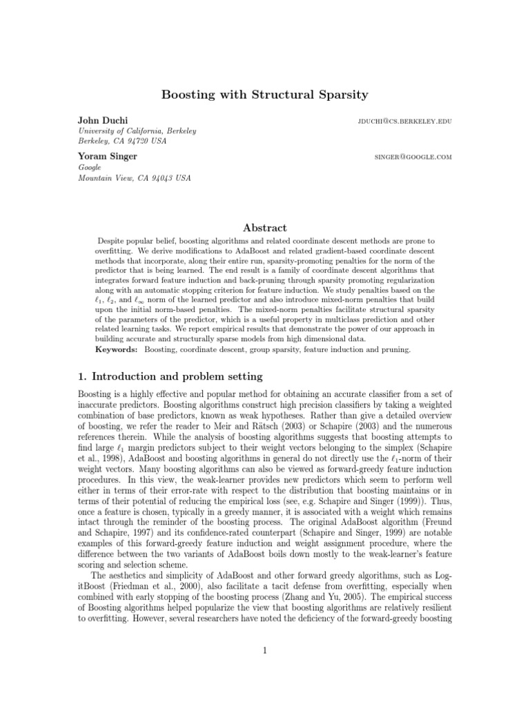 Boosting With Structural Sparsity | PDF | Mathematical Optimization ...