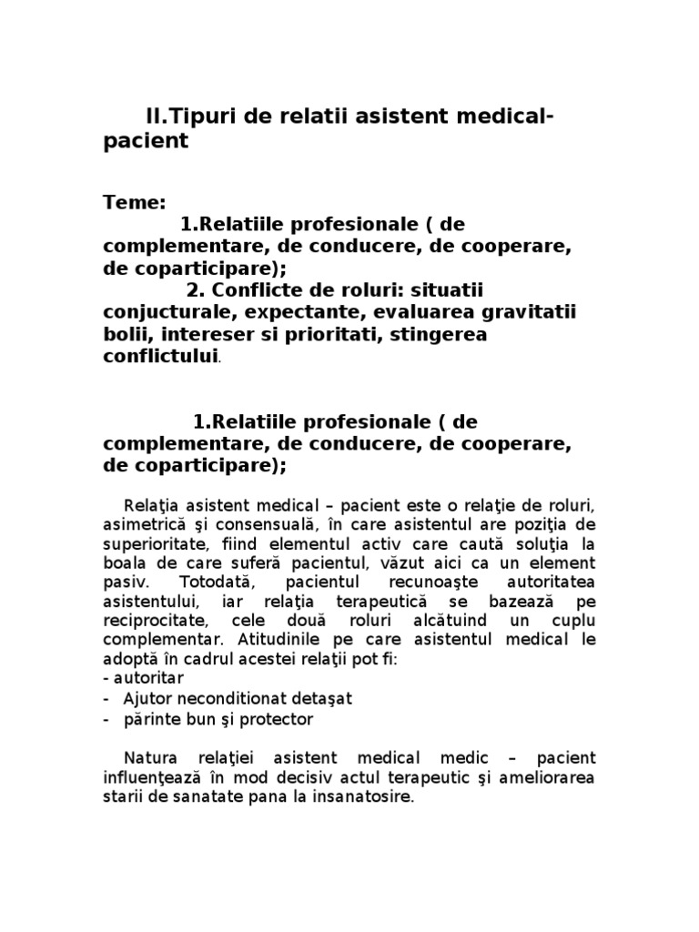 Tipuri de Relatii AM-Pacient | PDF