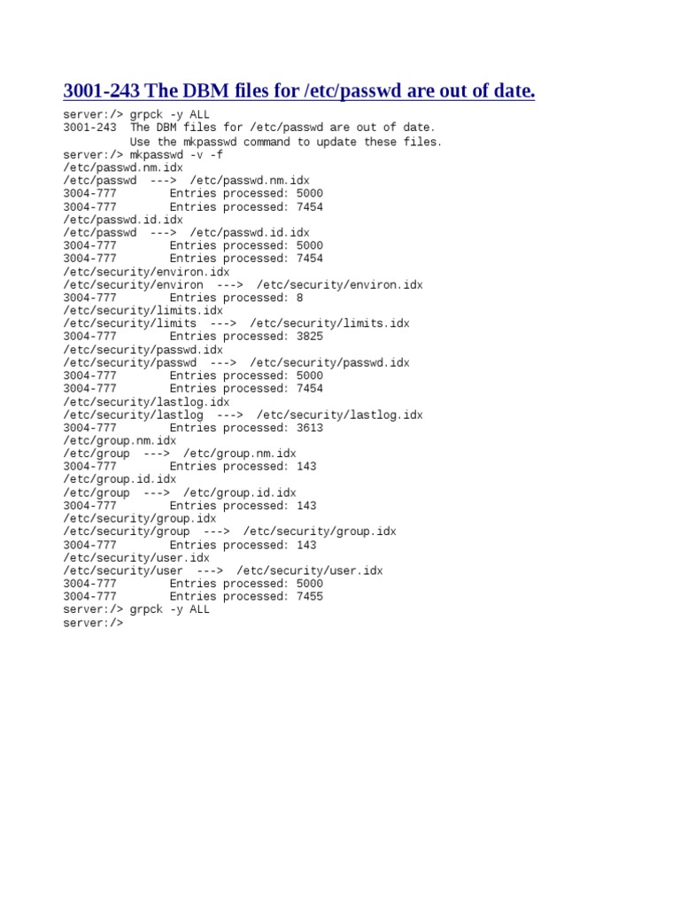 Update DBM Files for /etc/passwd | PDF