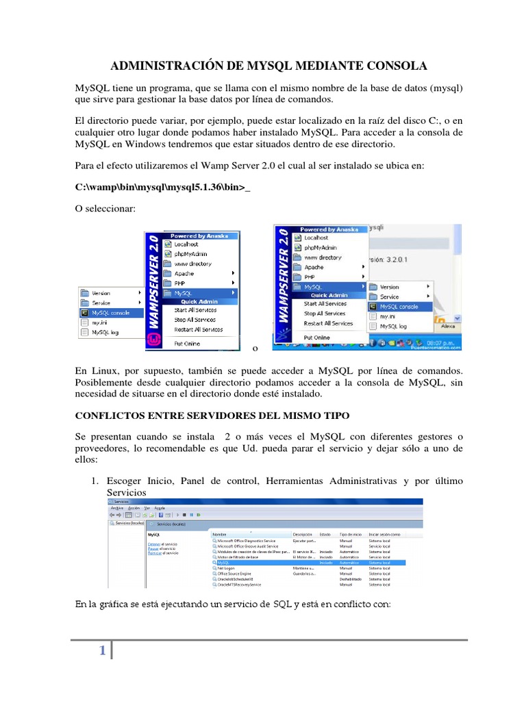 Guía de Administración de MySQL en Consola | PDF | SQL | Tabla (base de ...