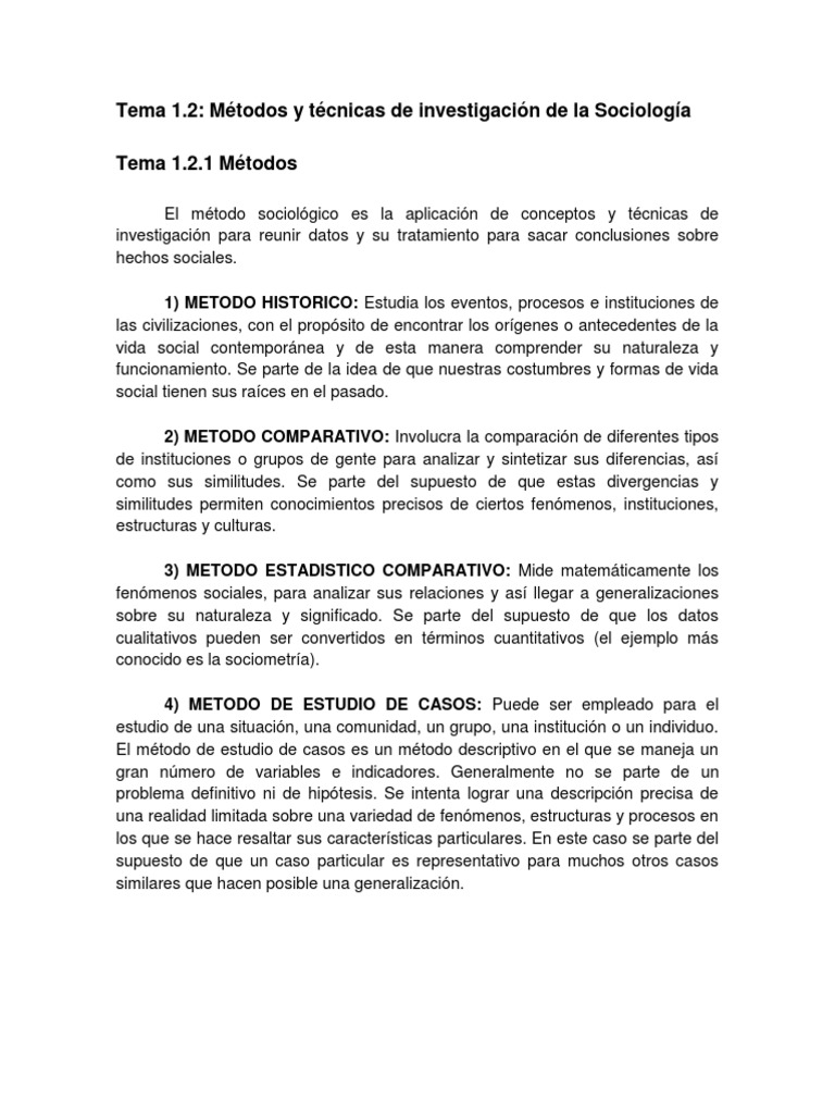Tema 1.2 Métodos y Técnicas de Investigación de La