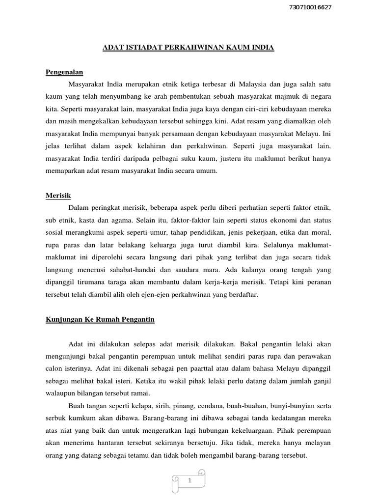 Adat Perkawhinan Kaum India Pdf