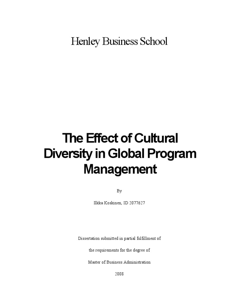 Effect of Cultural Diversity in Global Program Management | PDF | Trust ...